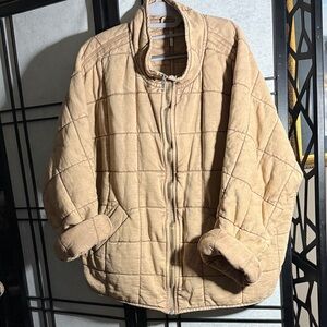 Free People Beige Quilted Puffer Jacket